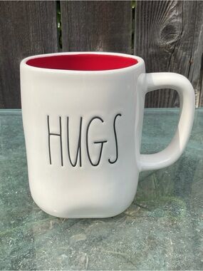 Rae Dunn White "Hugs & Kisses" Mug Artisan Collection by Magenta Love Friendship